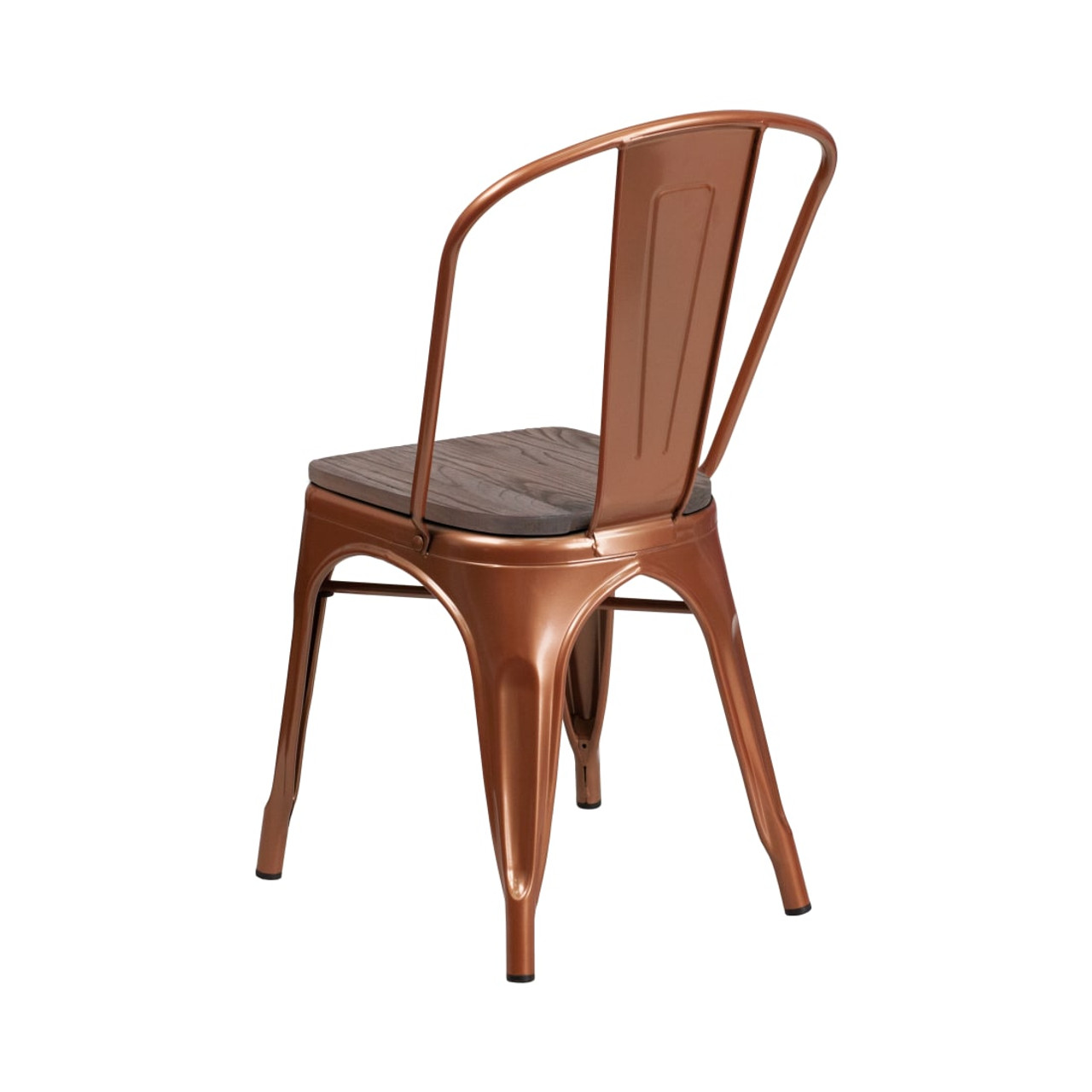 Copper Metal Stackable Chair with Wood Seat