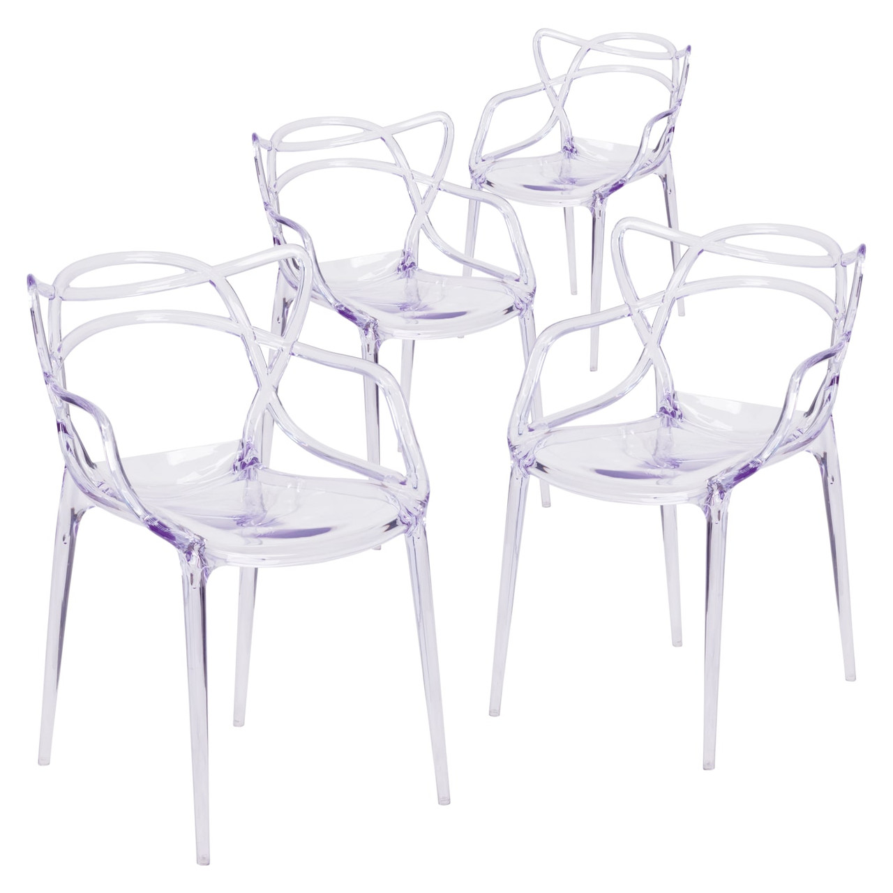 4 Pack Nesting Series Transparent Stacking Side Chair