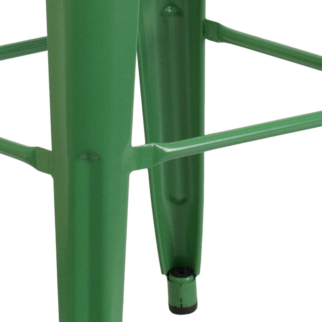 4 Pack 30” High Backless Green Metal Indoor-Outdoor Barstool with Square Seat