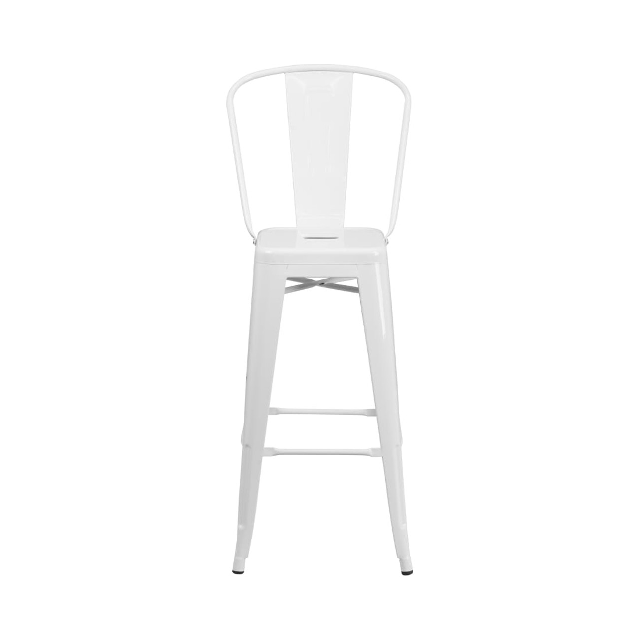 4 Pack 30” High White Metal Indoor-Outdoor Barstool with Removable Back