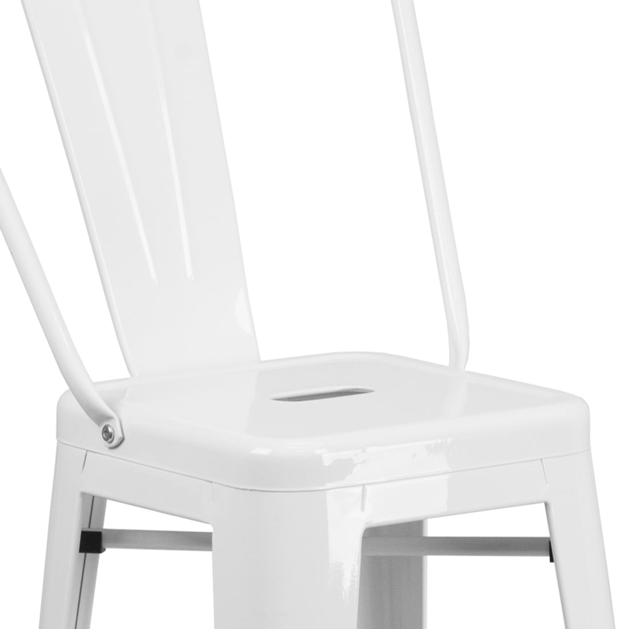 4 Pack 30” High White Metal Indoor-Outdoor Barstool with Removable Back