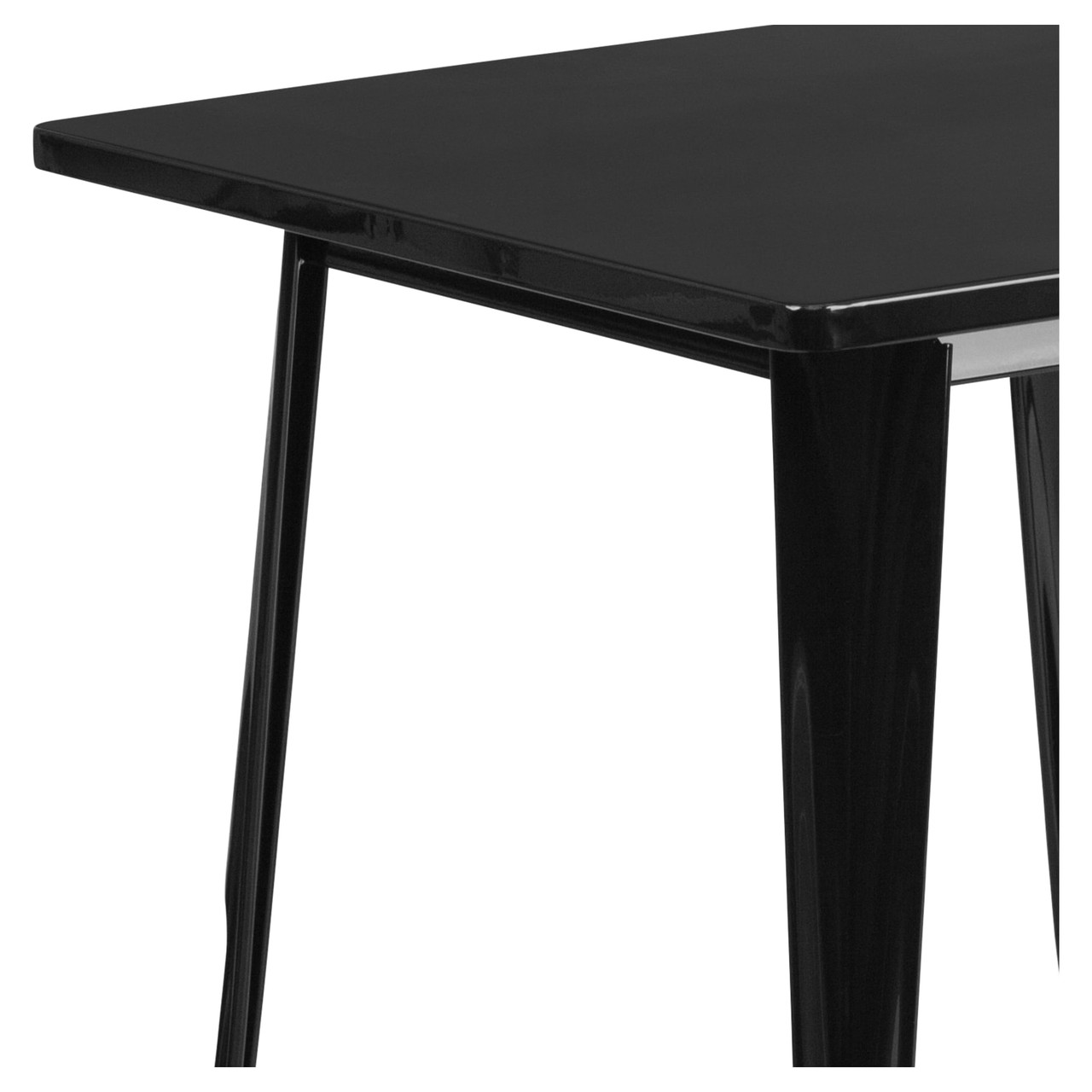 31.5” Square Black Metal Indoor-Outdoor Table