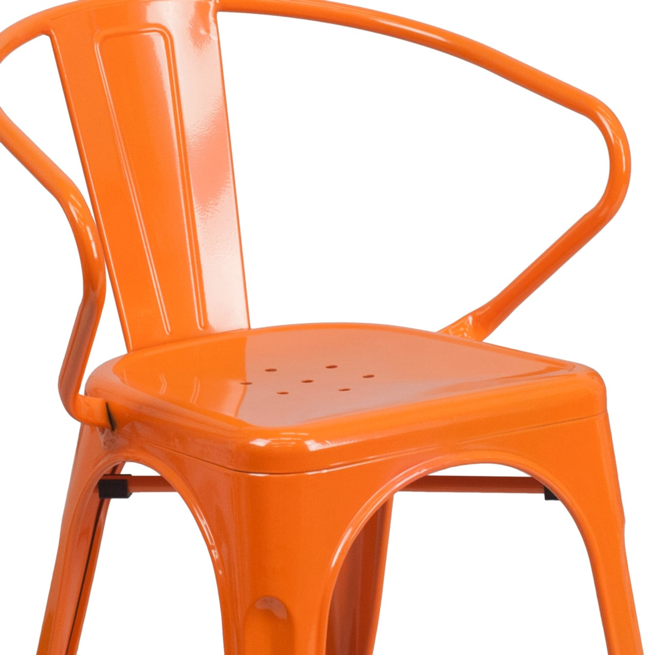 Orange Metal Indoor-Outdoor Chair with Arms