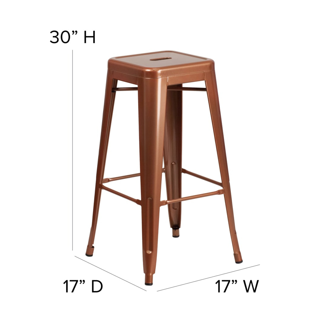 30” High Backless Copper Indoor-Outdoor Barstool