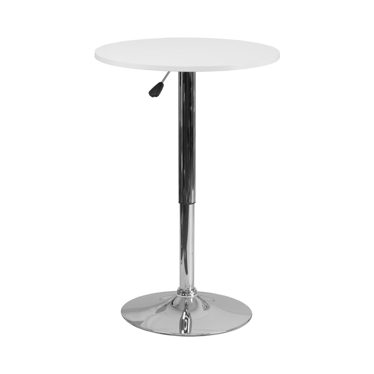 23.75” Round Adjustable Height White Wood Table (Adjustable Range 26.25” - 35.75”)