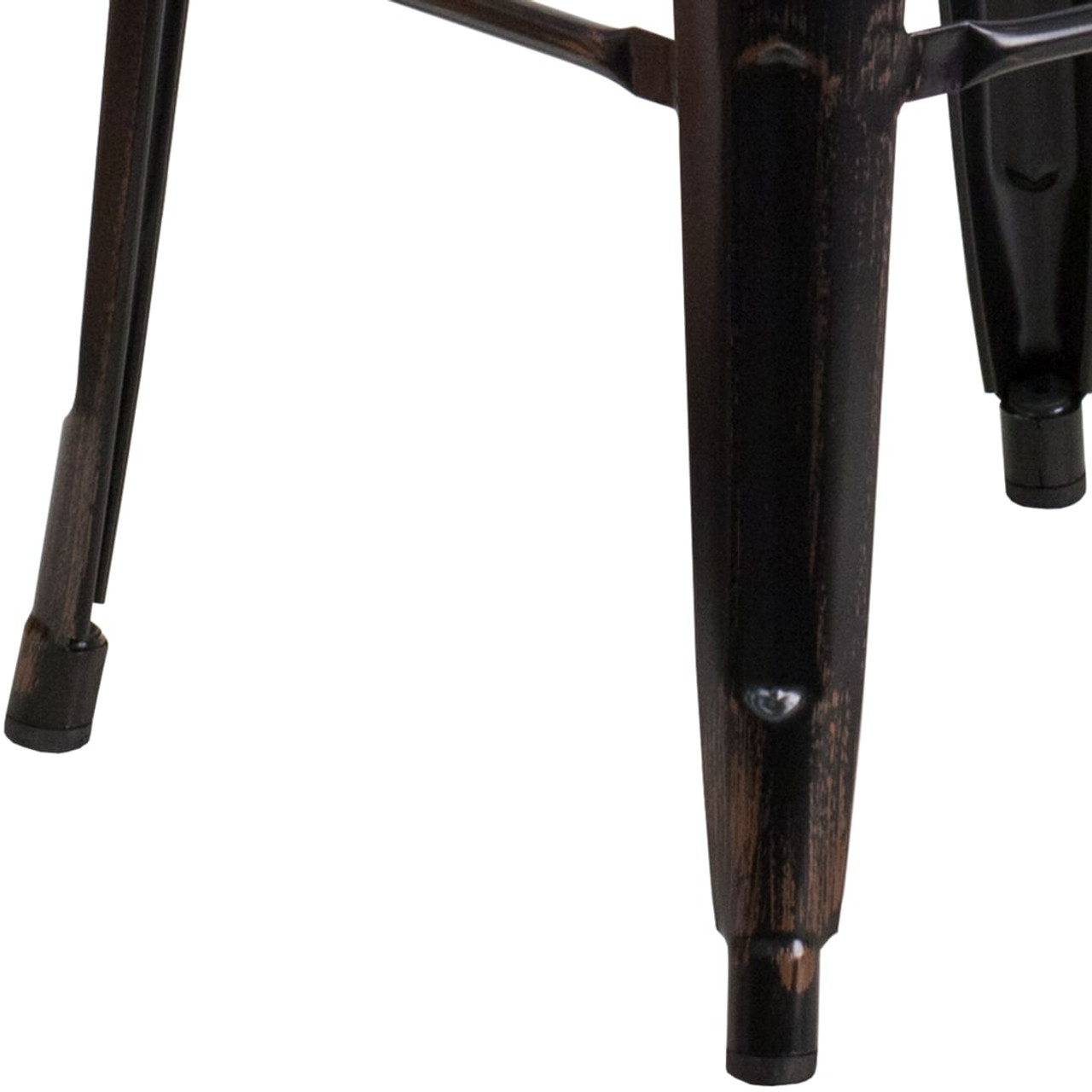 30” High Backless Black-Antique Gold Metal Indoor-Outdoor Barstool with Square Seat