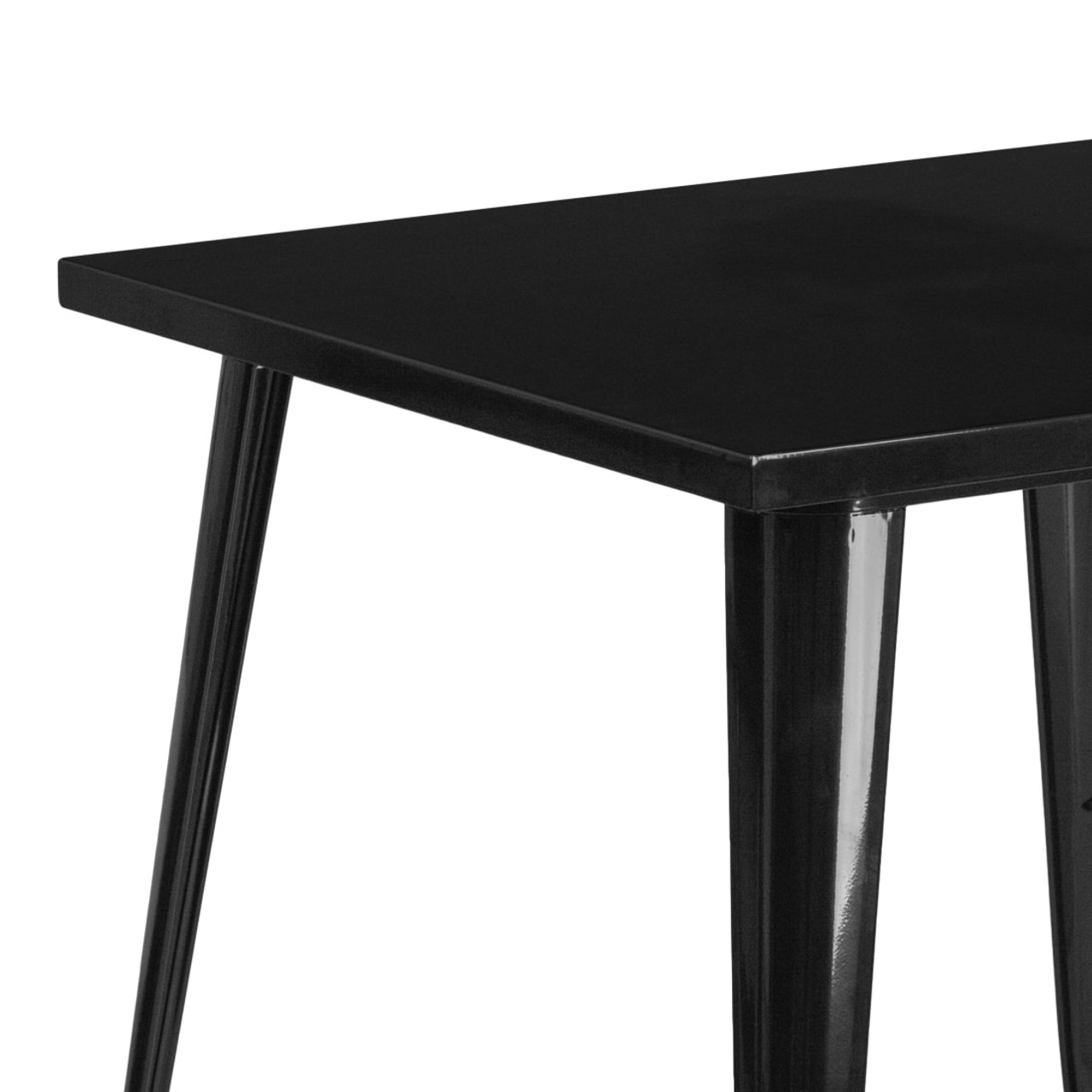 31.75” Square Black Metal Indoor-Outdoor Table
