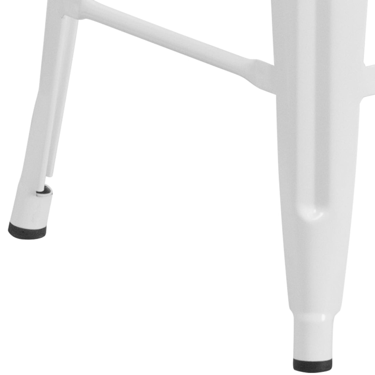 24” High Backless White Metal Indoor-Outdoor Counter Height Stool with Square Seat