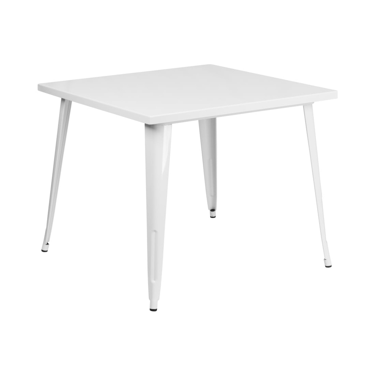 35.5” Square White Metal Indoor-Outdoor Table