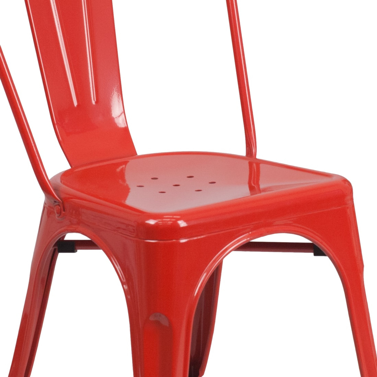 4 Pack Red Metal Indoor-Outdoor Stackable Chair