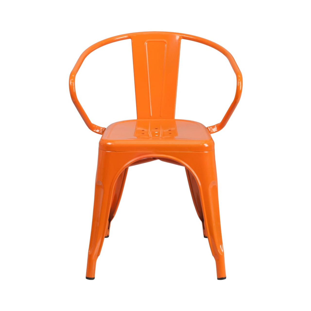 4 Pack Orange Metal Indoor-Outdoor Chair with Arms