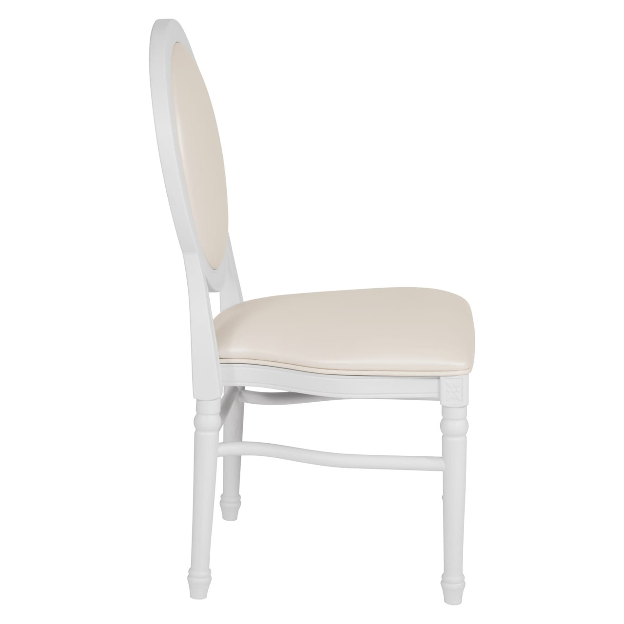 HERCULES Capacity King Louis Chair with White Vinyl Back and Seat and White Frame