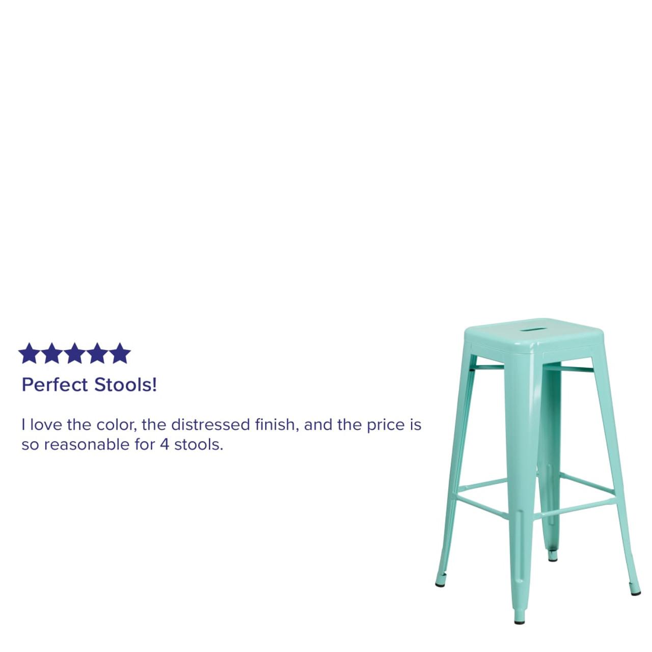 30” High Backless Mint Green Indoor-Outdoor Barstool
