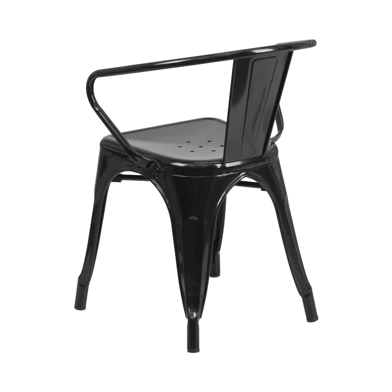 Black Metal Indoor-Outdoor Chair with Arms