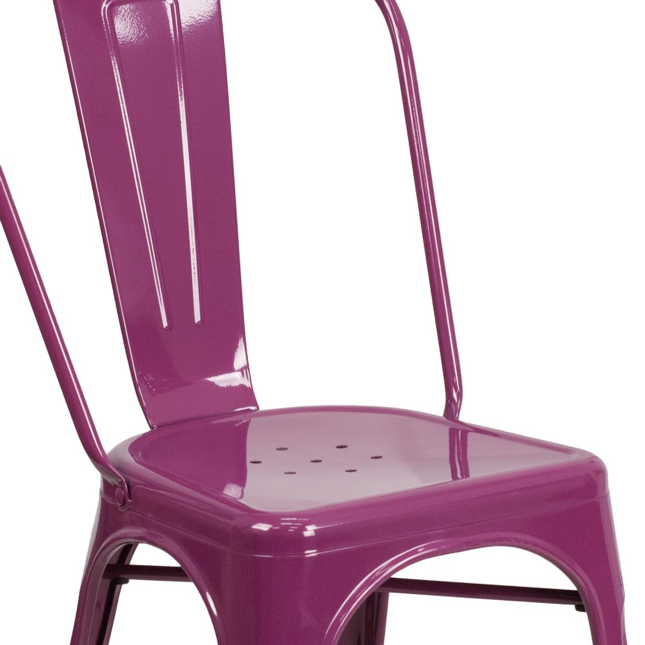 Purple Metal Indoor-Outdoor Stackable Chair