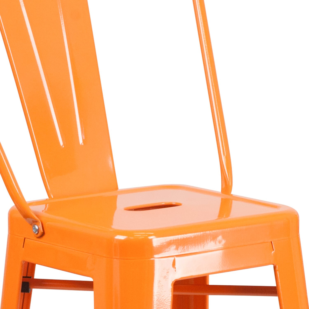 4 Pack 30” High Orange Metal Indoor-Outdoor Barstool with Removable Back