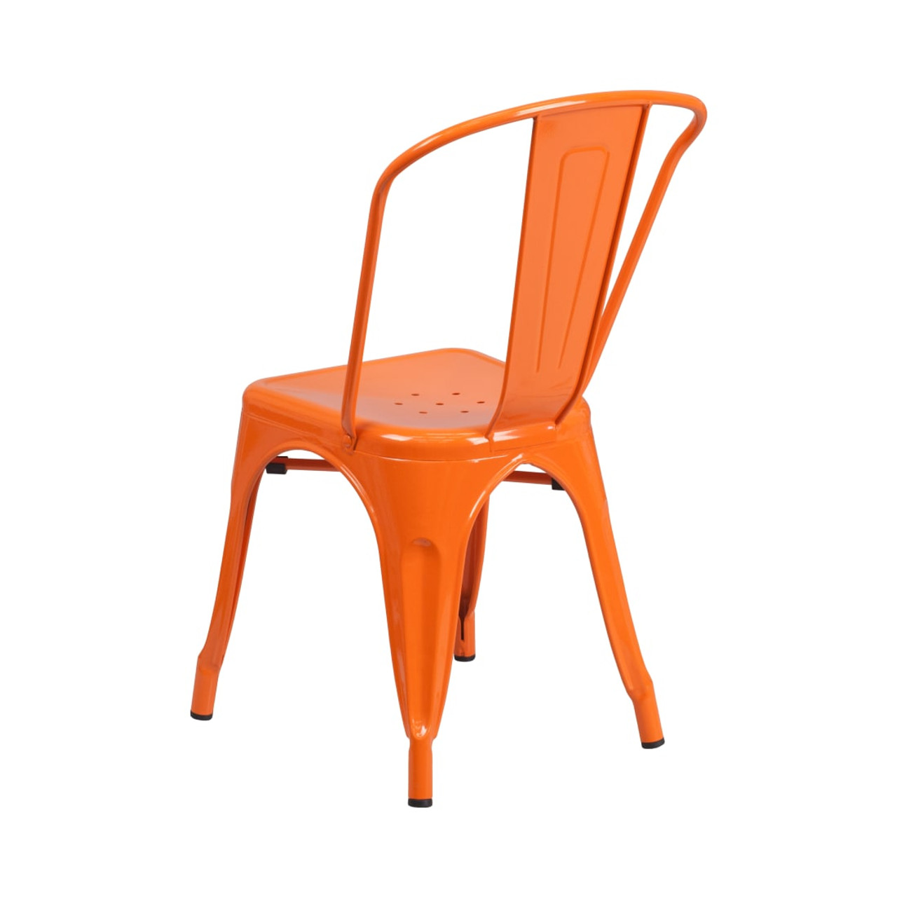 4 Pack Orange Metal Indoor-Outdoor Stackable Chair