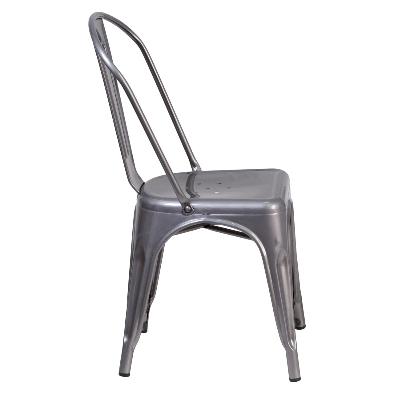 Clear Coated Metal Indoor Stackable Chair