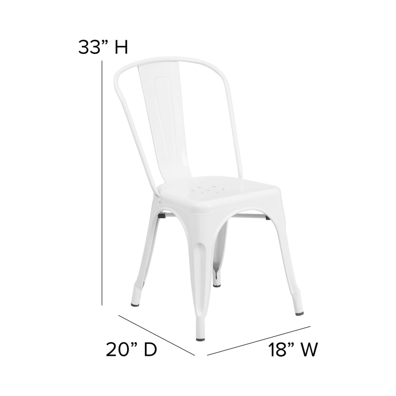 White Metal Indoor-Outdoor Stackable Chair