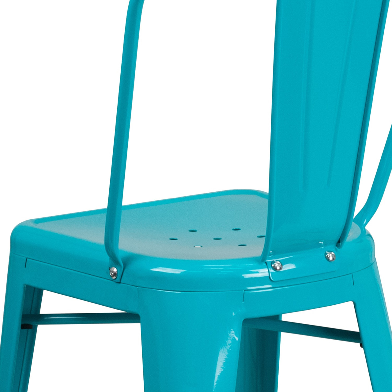 4 Pack 24” High Crystal Teal-Blue Metal Indoor-Outdoor Counter Height Stool with Back