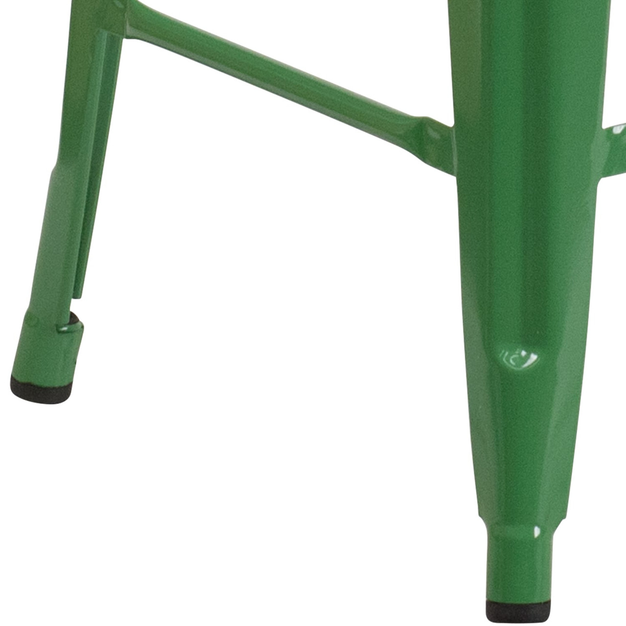 24” High Backless Green Metal Indoor-Outdoor Counter Height Stool with Square Seat