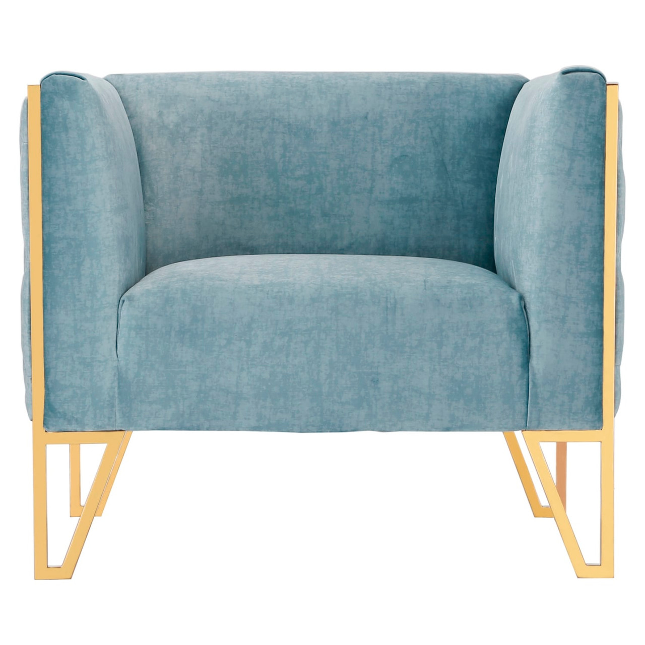 Vector Ocean Blue and Gold Velvet Accent Chair (Set of 2)
