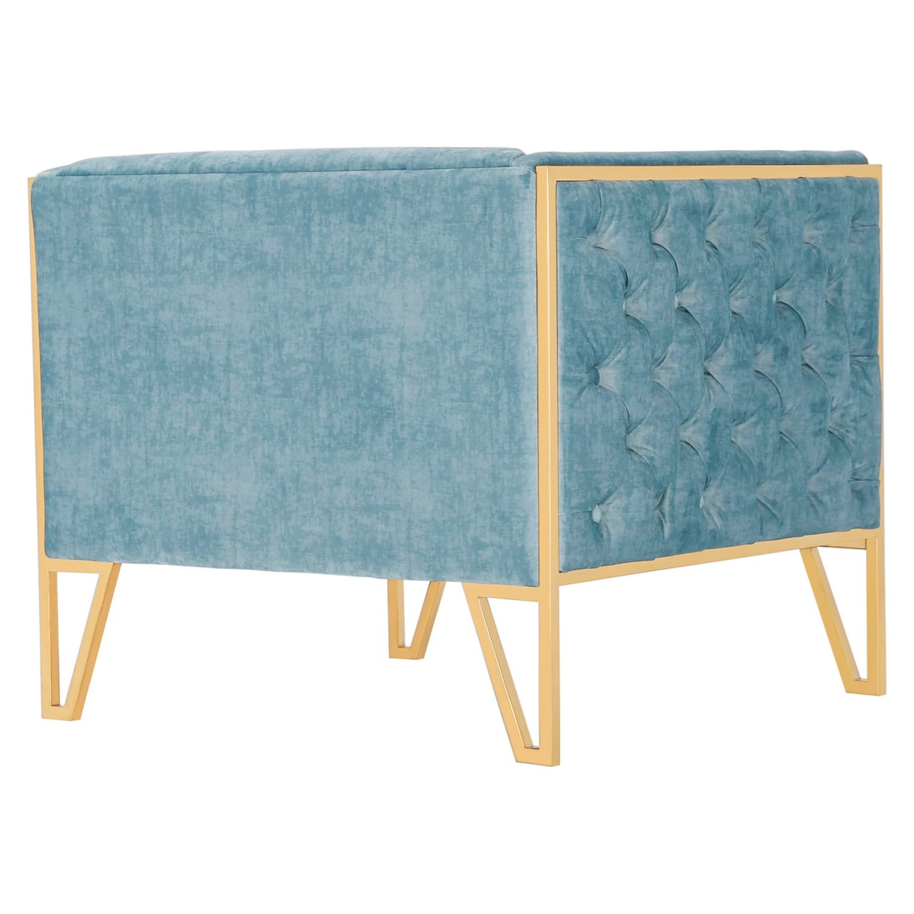 Vector Ocean Blue and Gold Velvet Accent Chair (Set of 2)