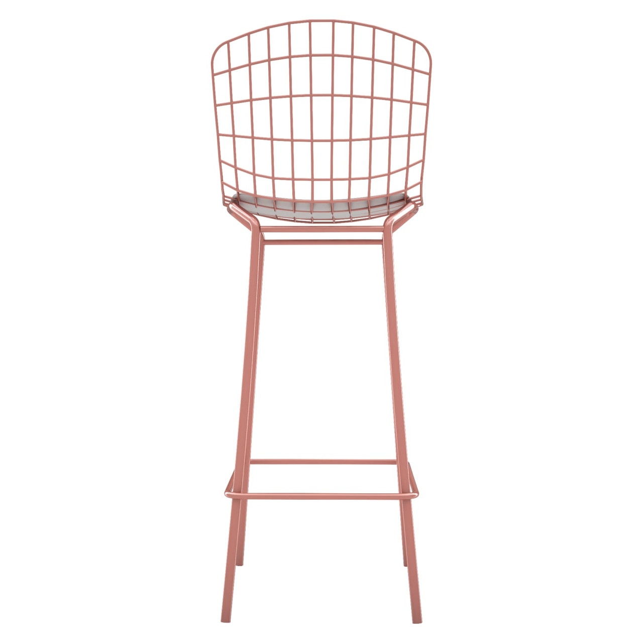 Madeline 41.73” Barstool with Seat Cushion in Rose Pink Gold and White