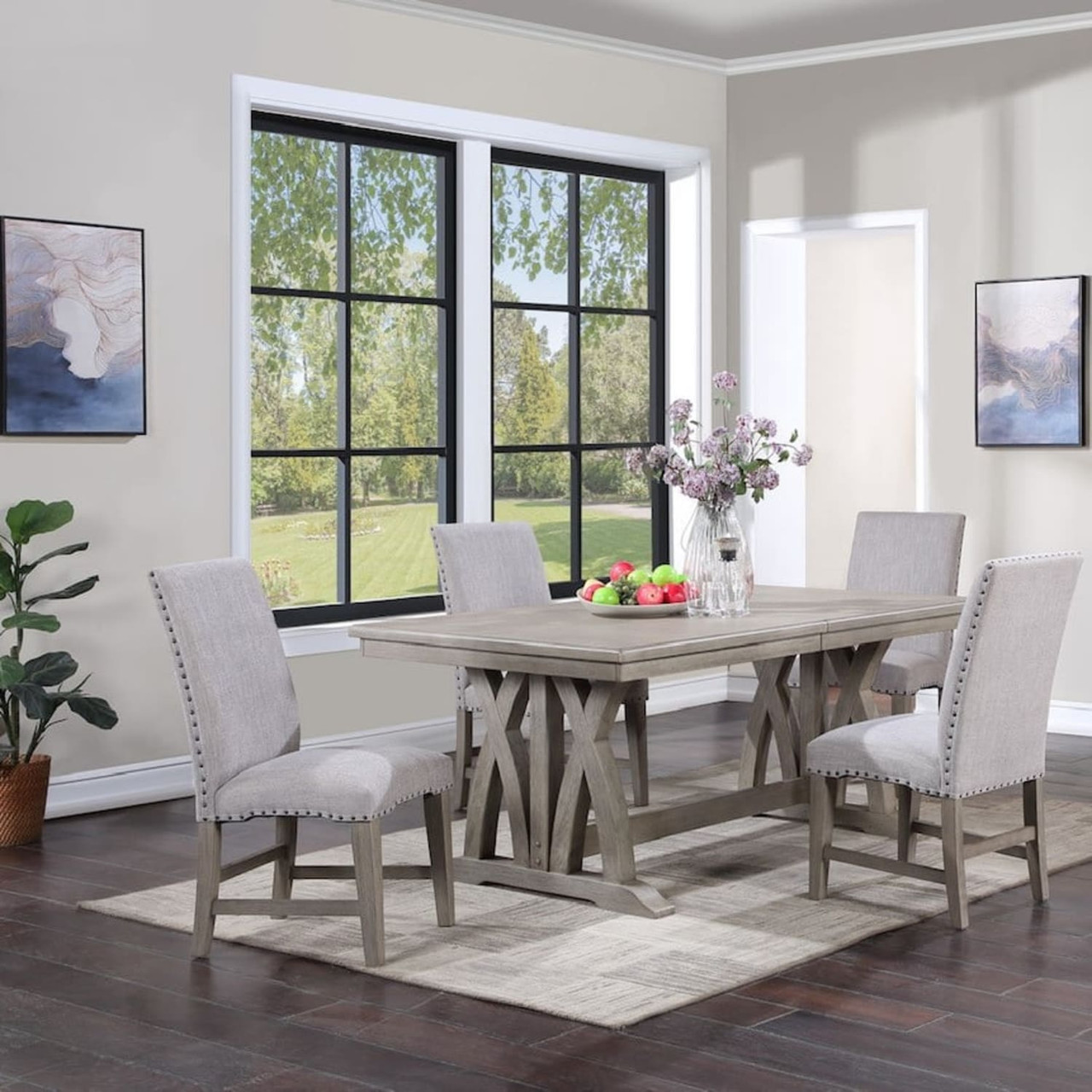 DEVON GREY 5PC DINING SET - TABLE & 4 CHAIRS