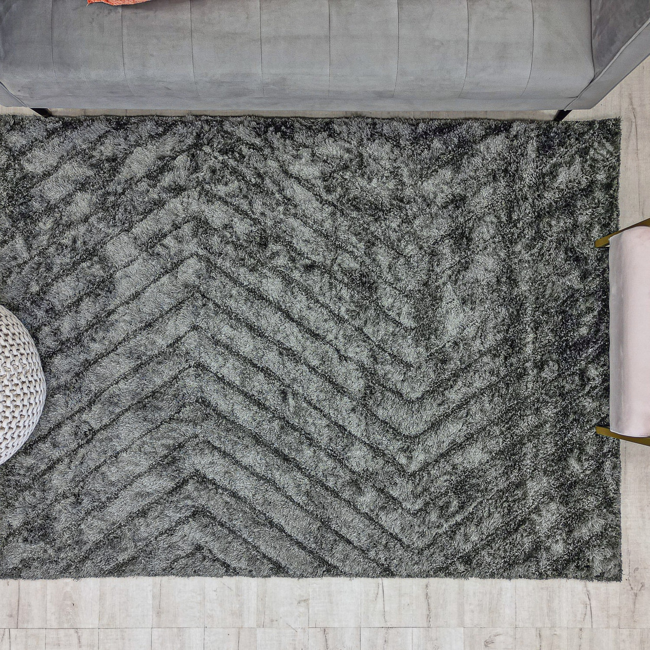 Mia Zigzag Gray 5 X 7 Rug