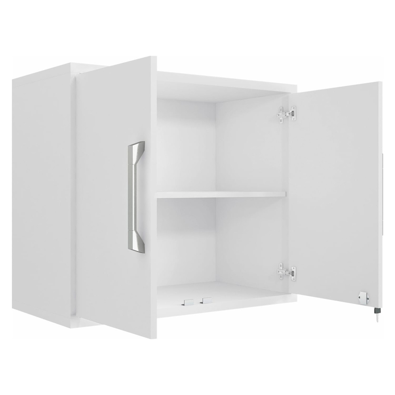 Eiffel Floating Garage Storage Cabinet with Lock and Key in White Gloss