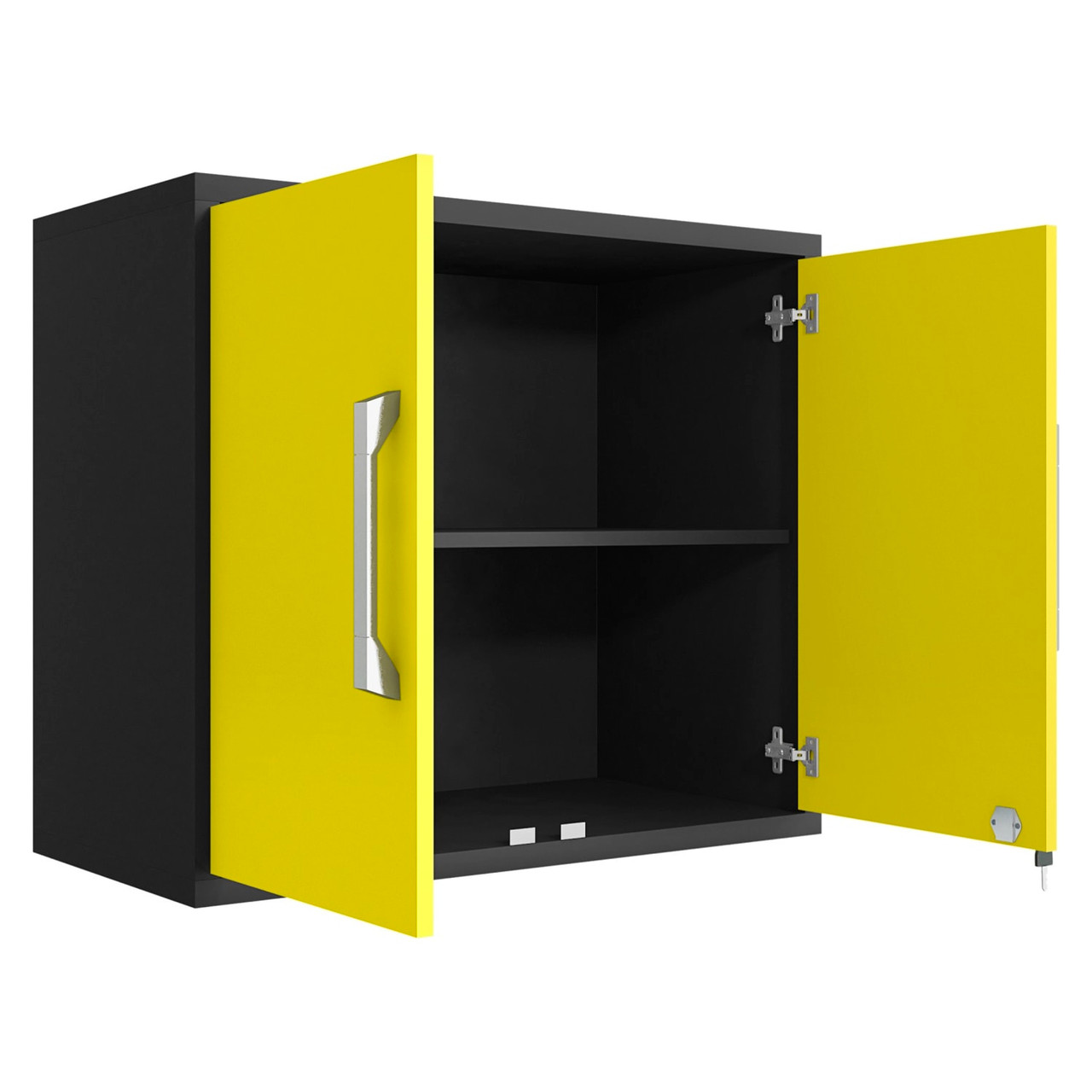 Eiffel Floating Garage Storage Cabinet with Lock and Key in Yellow Gloss