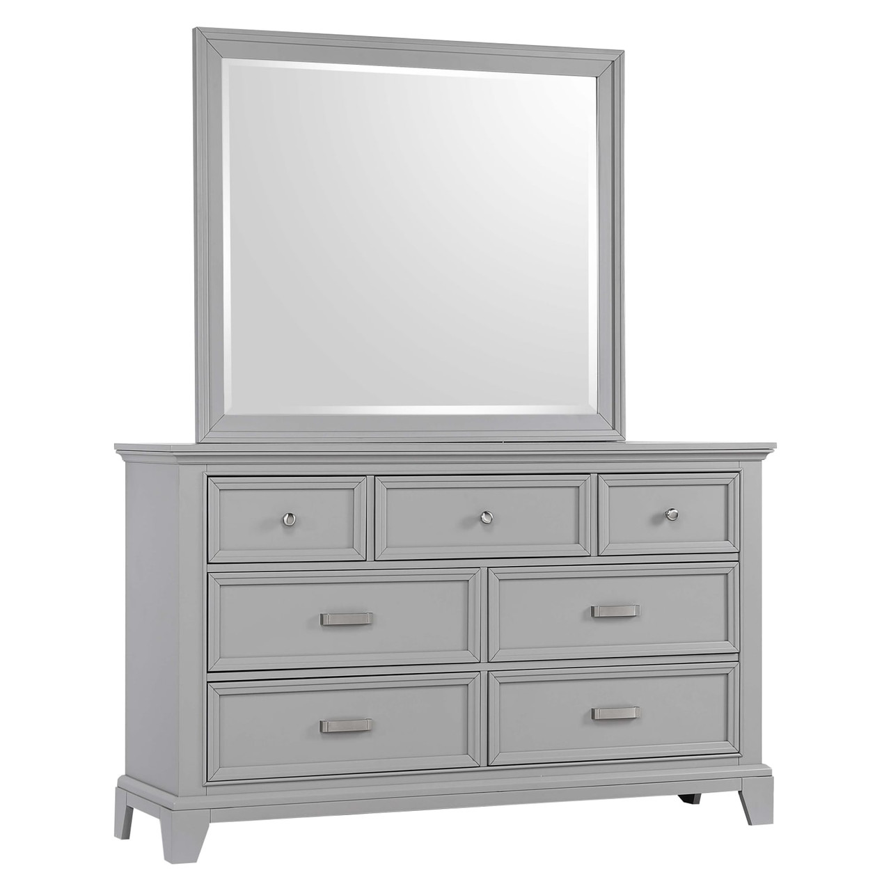 Dove Manor Gray Bedroom 3PC Set - Queen Bed, Dresser, Mirror