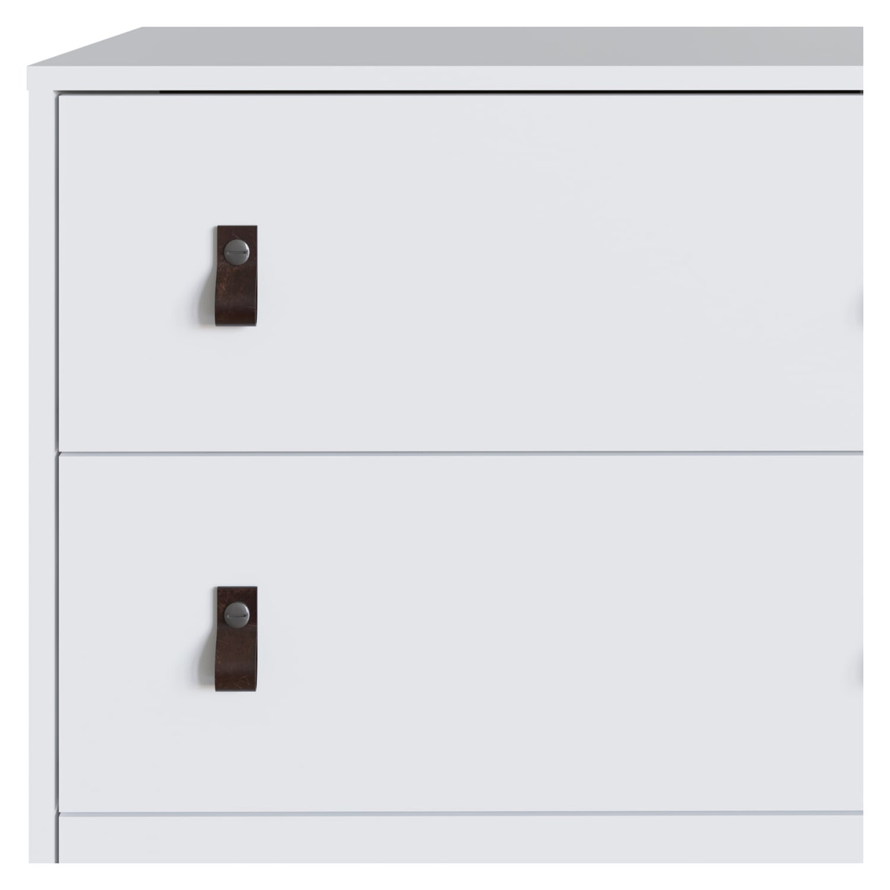 Amber Double Wide and Tall Dresser with Faux Leather Button Handles - Set of 2 in White
