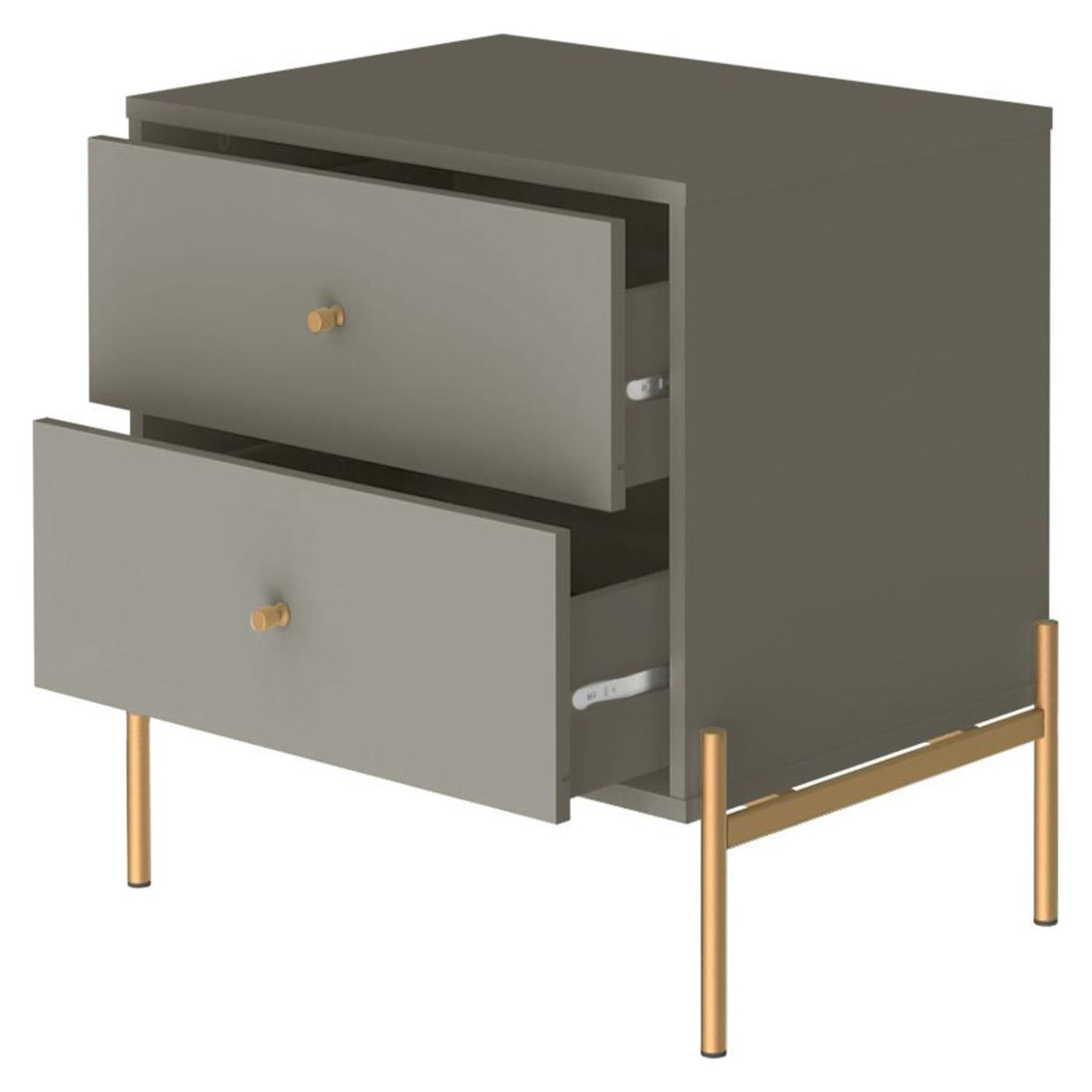Jasper Full Extension Dresser and Nightstand Set of 2 in Gray
