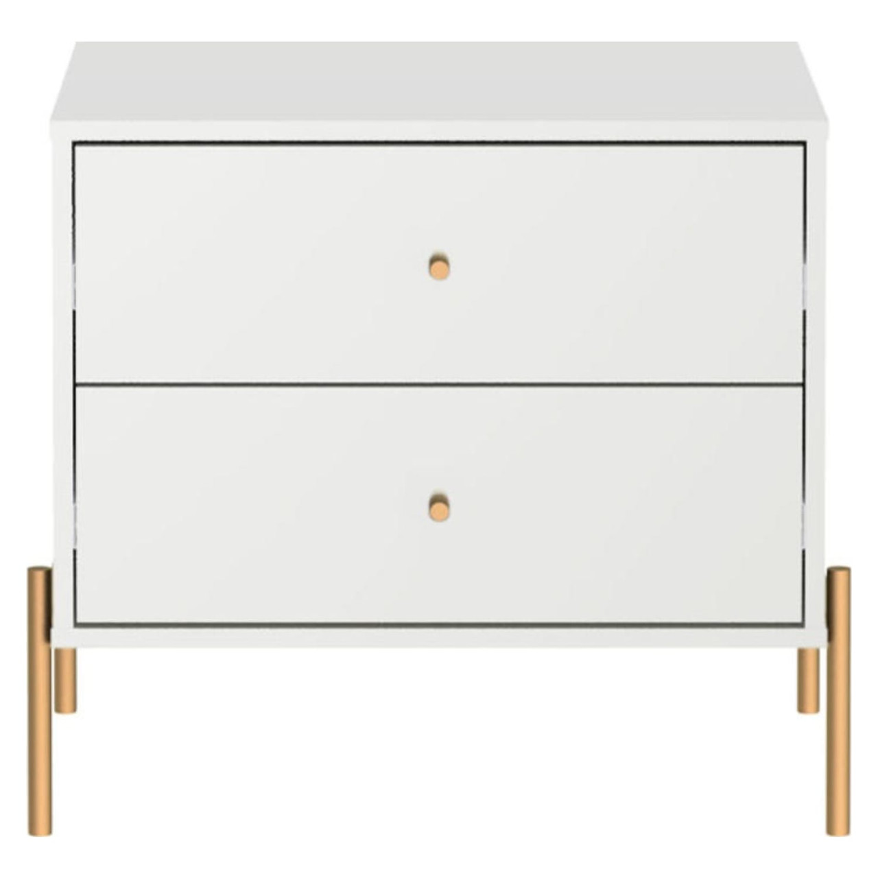 Jasper Full Extension Double Wide Dresser and Nightstand Set of 2 in White Gloss