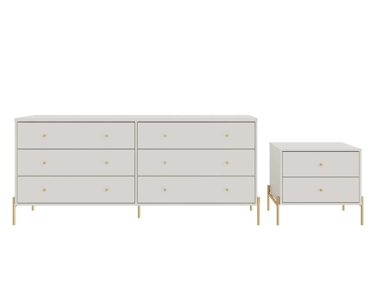 Jasper Full Extension Double Wide Dresser and Nightstand Set of 2 in Off White