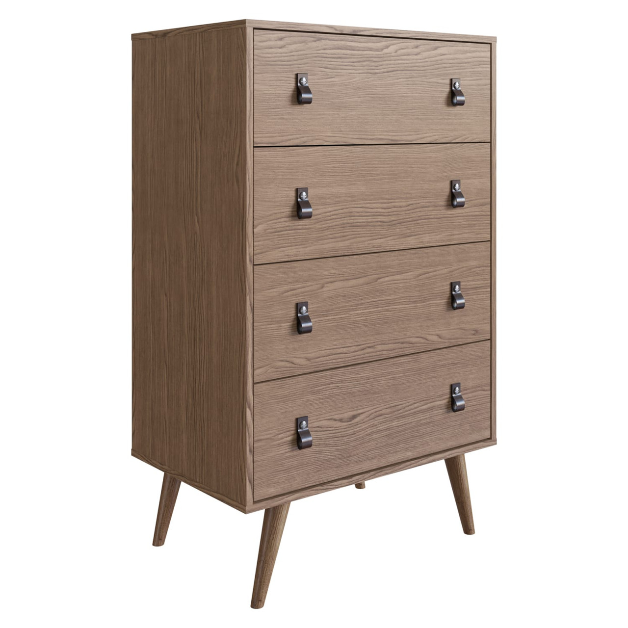 Amber Tall Dresser with Faux Leather Handles in Nature