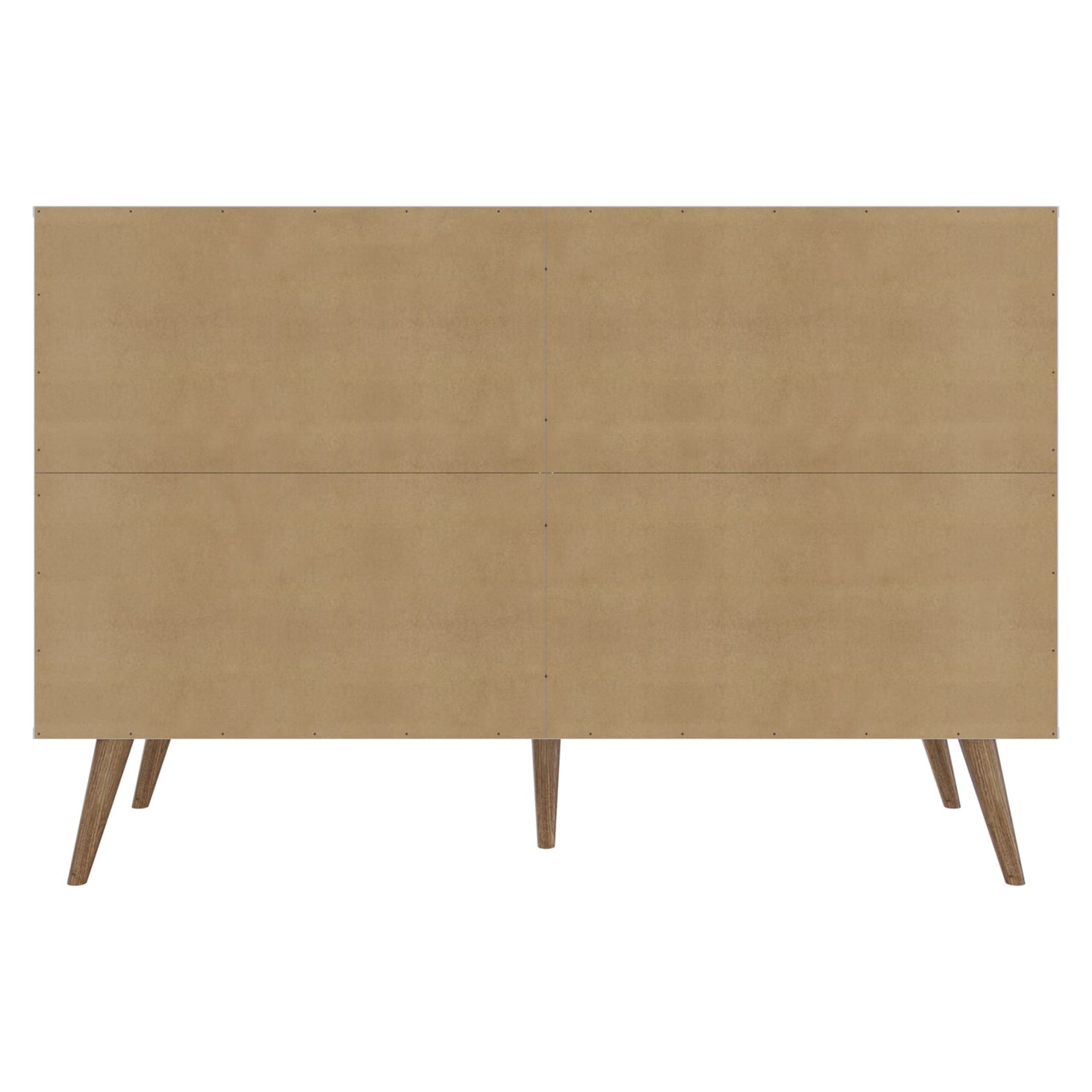 Amber Double Dresser with Faux Leather Handles in White