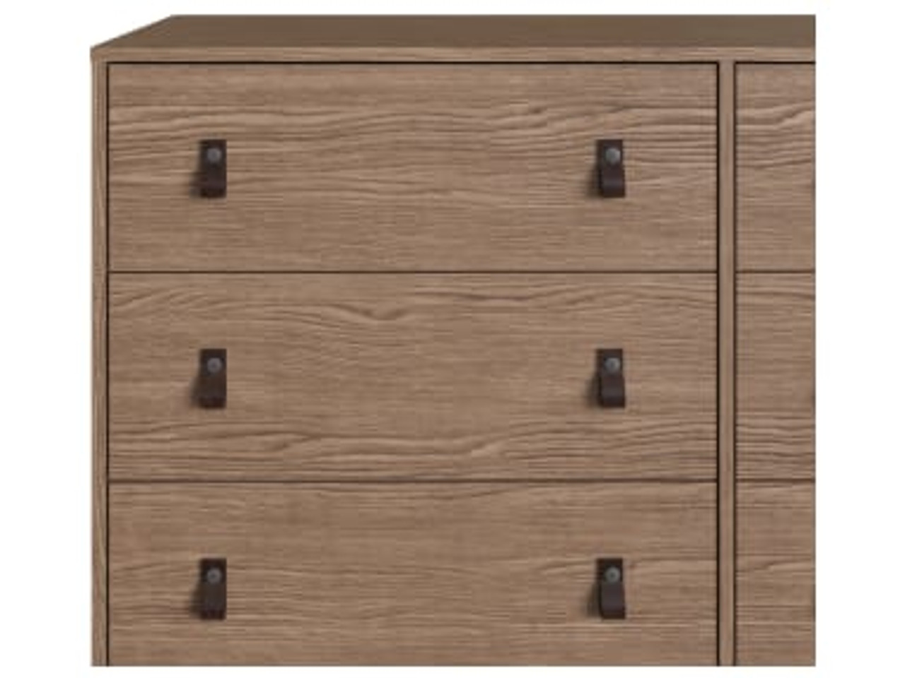 Amber Double Dresser with Faux Leather Handles in Nature