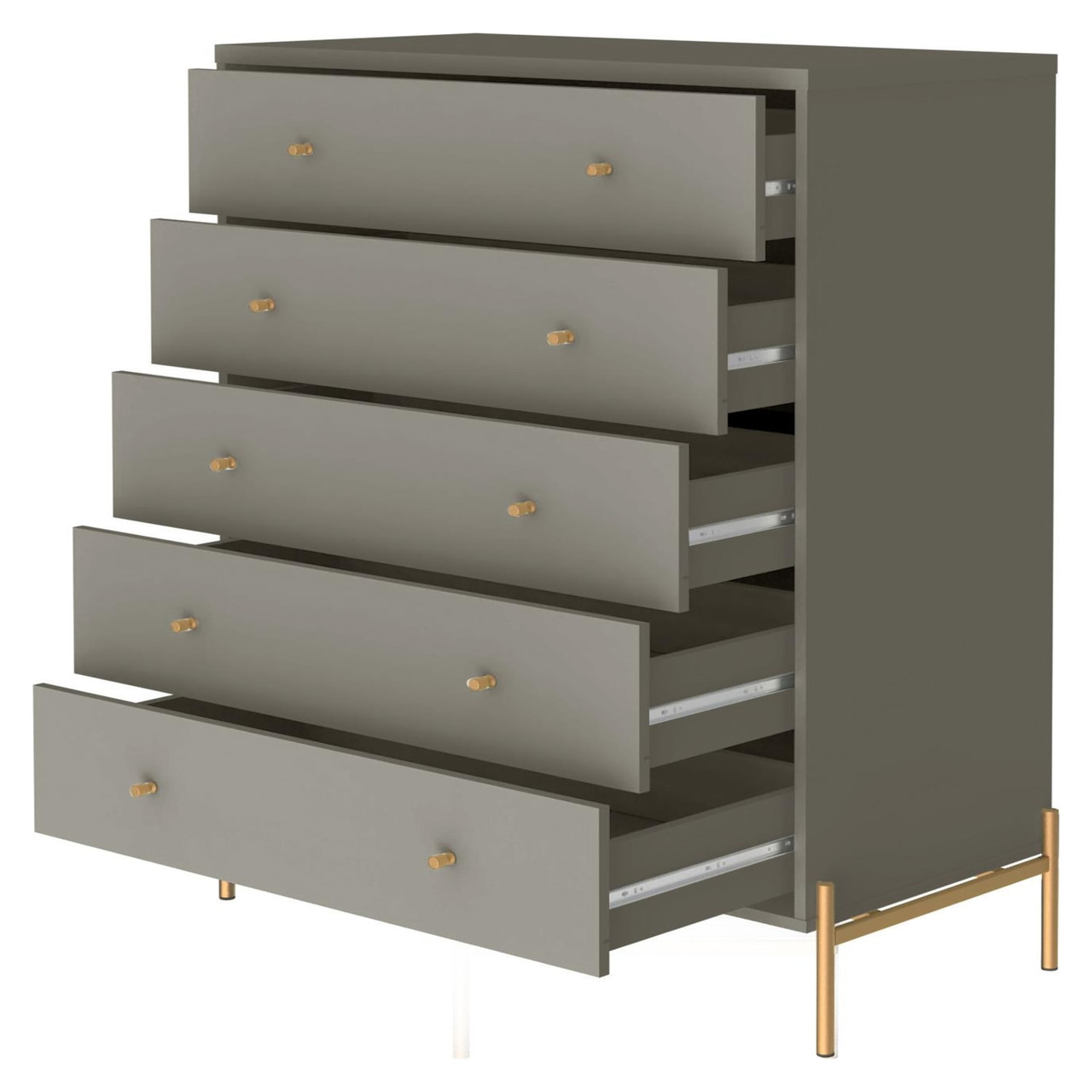 Jasper Full Extension Tall Dresser, Classic Dresser and Nightstand Set of 3 in Gray