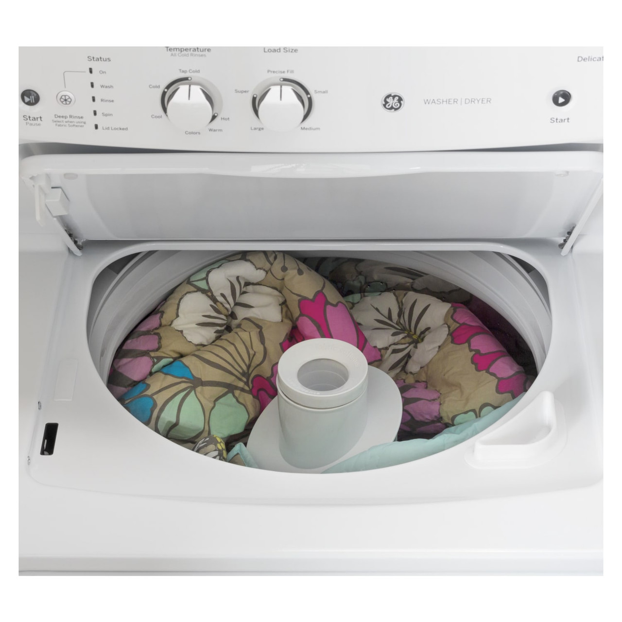 GE - 3.8 Cu. Ft. Top Load Washer and 5.9 Cu. Ft. Electric Dryer Laundry Center - White - GUD27ESSMWW