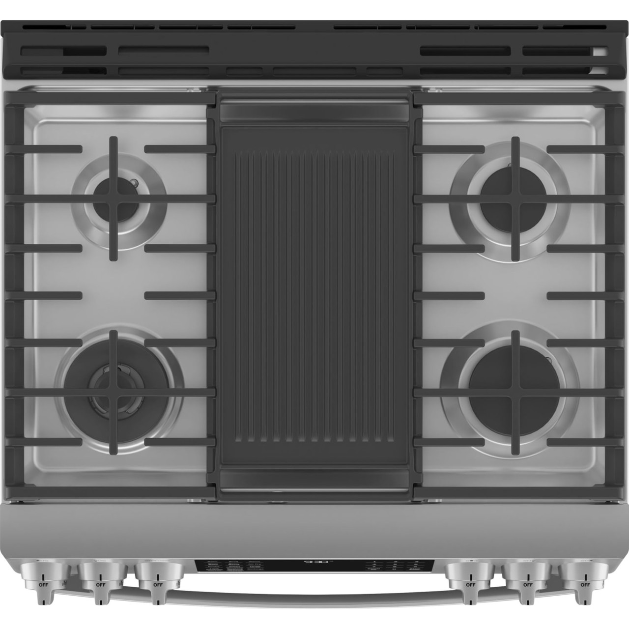 GE Profile™ 30” Smart Slide-In Front-Control Gas Fingerprint Resistant Range with No Preheat Air Fry - PGS930YPFS