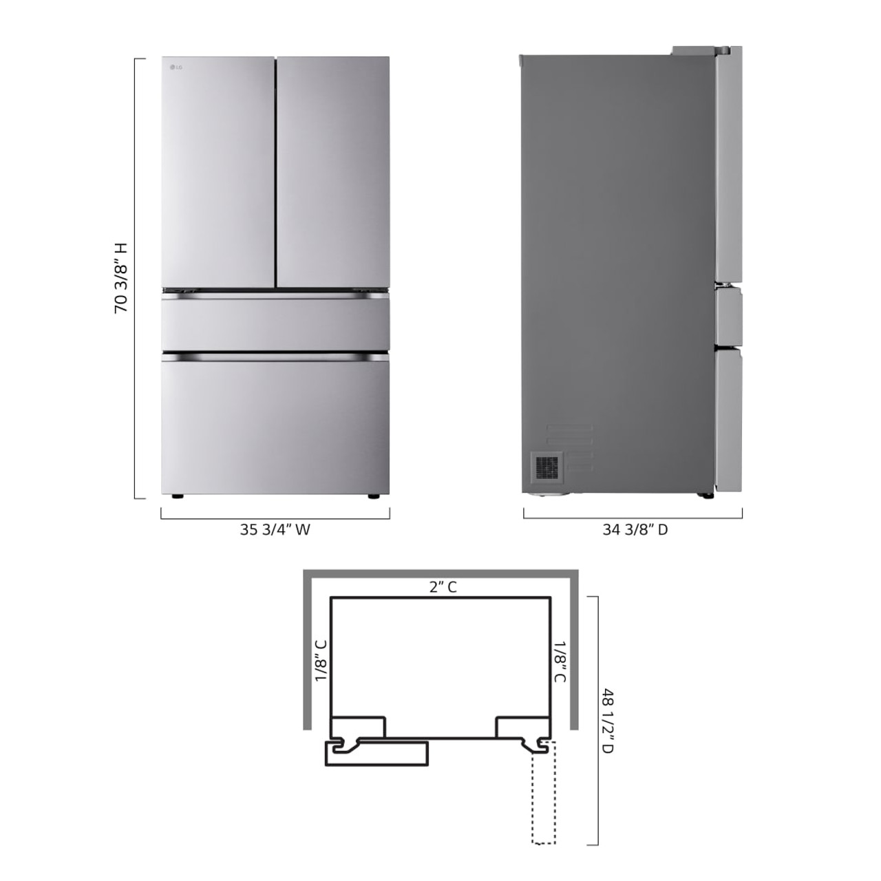 LG 30 cu. ft. Smart Standard-Depth MAX™ 4-Door French Door Refrigerator with Full-Convert Drawer - LF30S8210S