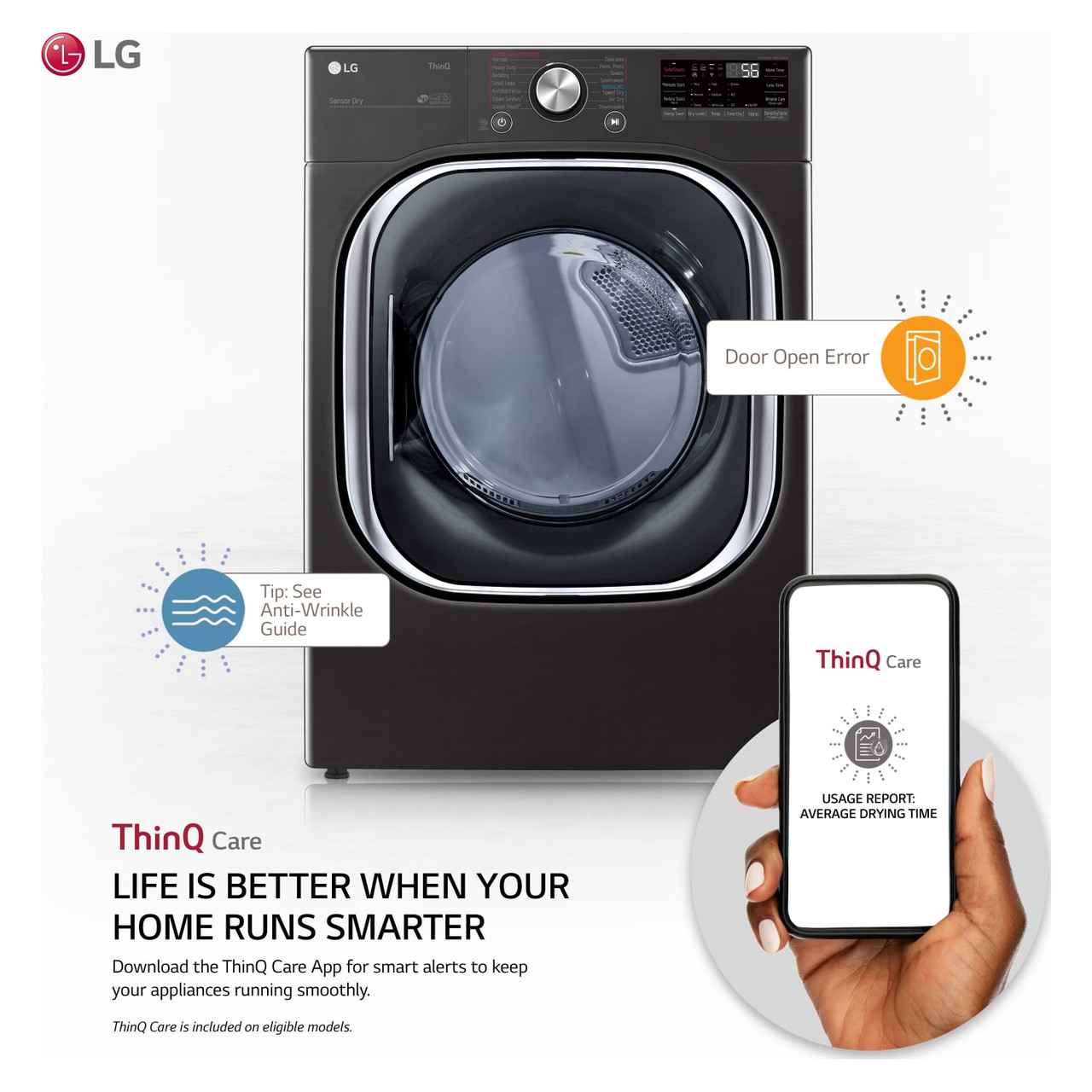 LG 7.4 cu. ft. Ultra Large Capacity Smart wi-fi Enabled Electric Dryer Front Load with TurboSteam™ - DLEX4500B