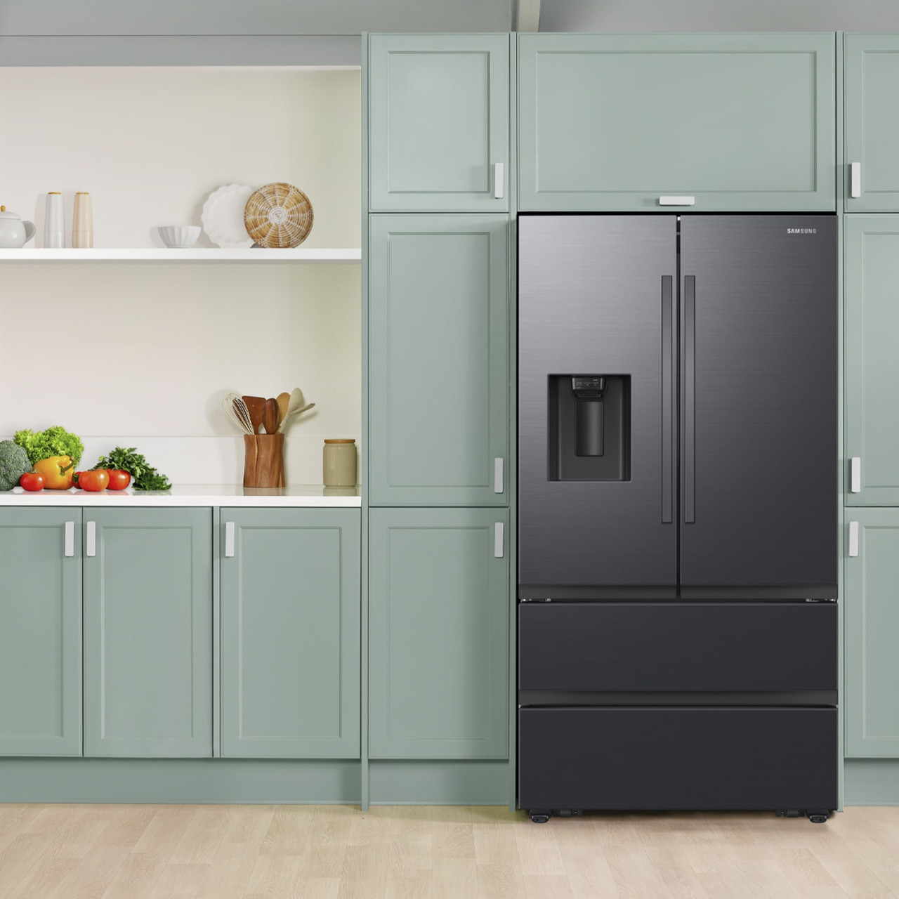 Samsung 30 cu. ft. Mega Capacity 4-Door French Door Refrigerator with Four Types of Ice in Matte Black Steel - RF31CG7400MT