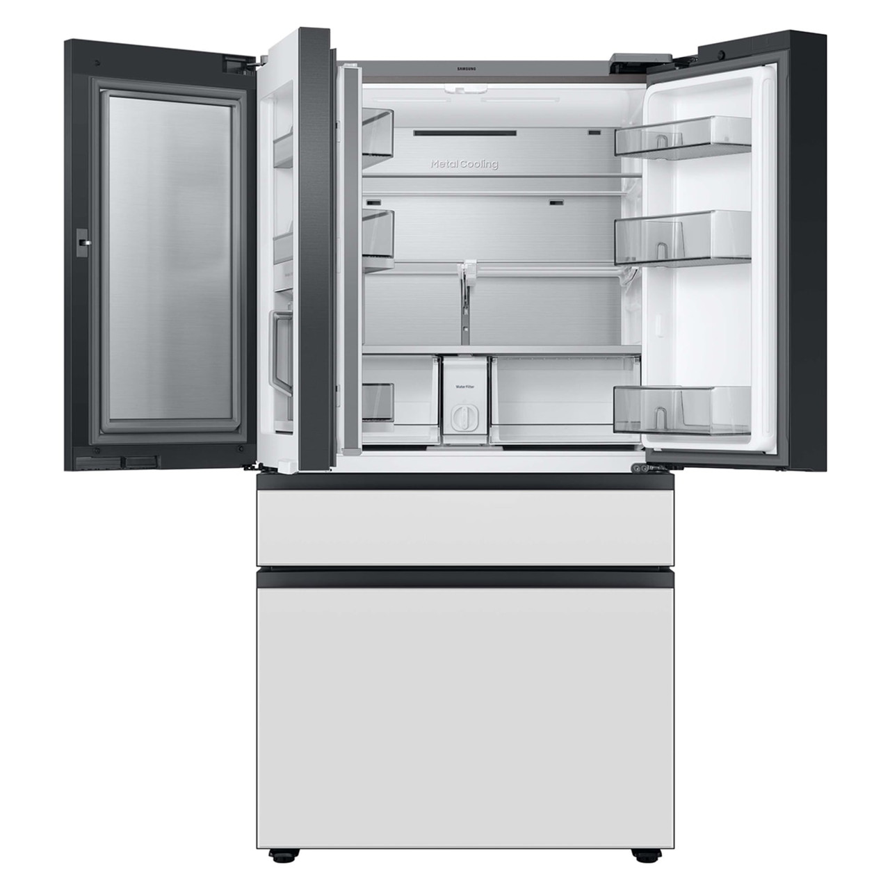 Samsung Bespoke 4-Door French Door Refrigerator (29 cu. ft.) with Family Hub White Glass - RF29BB890012