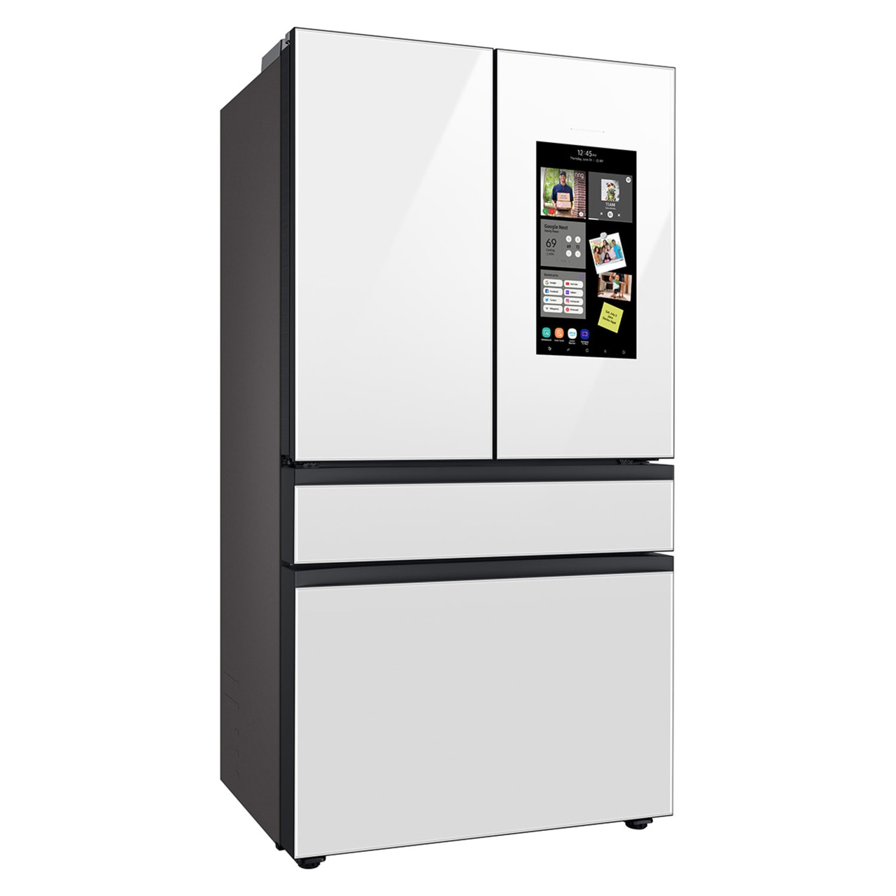 Samsung Bespoke Counter Depth 4-Door French Door Refrigerator (23 cu. ft.) with Family Hub White Glass - RF23BB890012