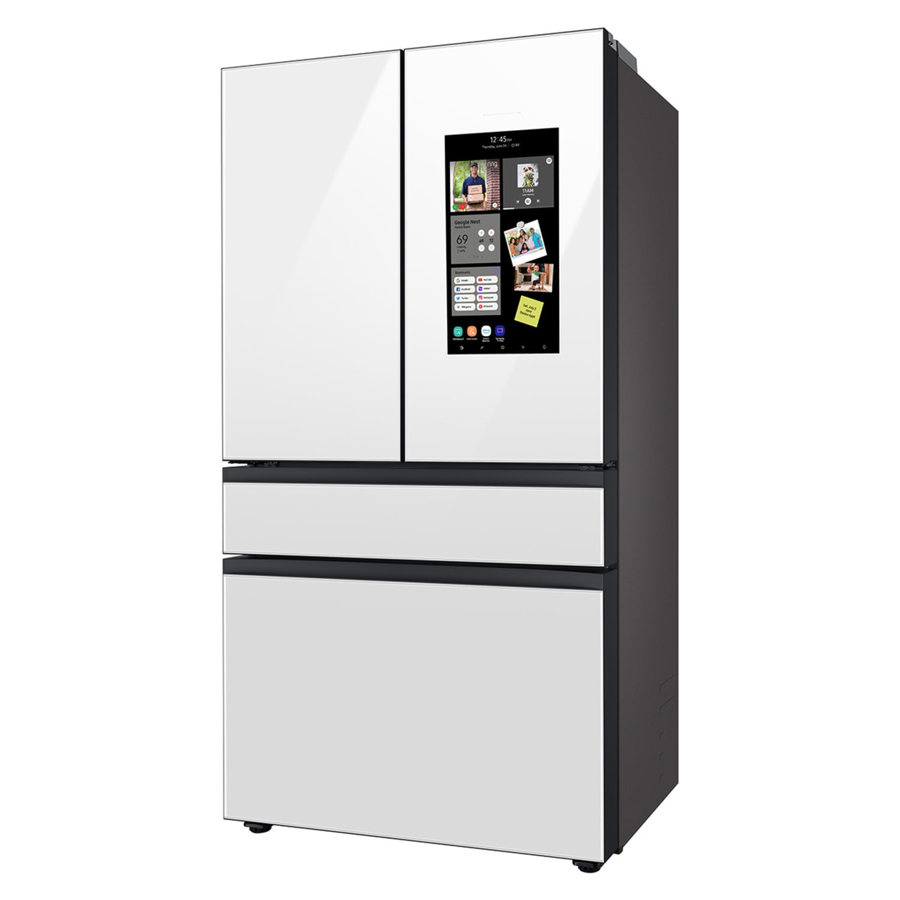 Samsung Bespoke Counter Depth 4-Door French Door Refrigerator (23 cu. ft.) with Family Hub White Glass - RF23BB890012