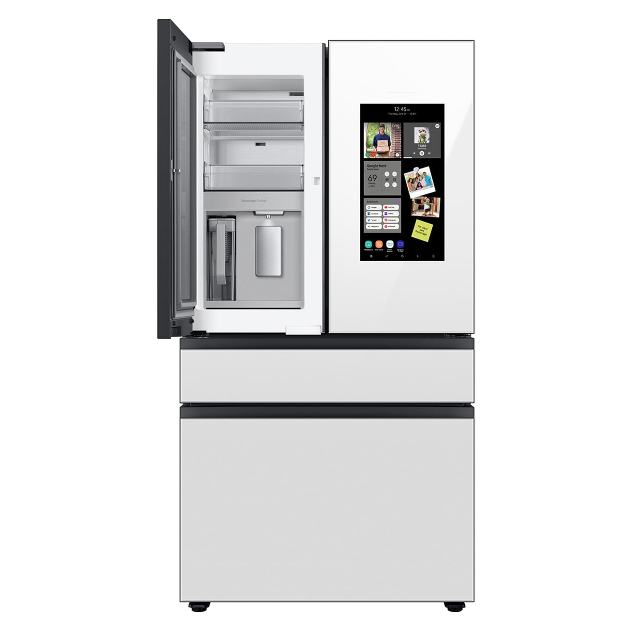 Samsung Bespoke Counter Depth 4-Door French Door Refrigerator (23 cu. ft.) with Family Hub White Glass - RF23BB890012